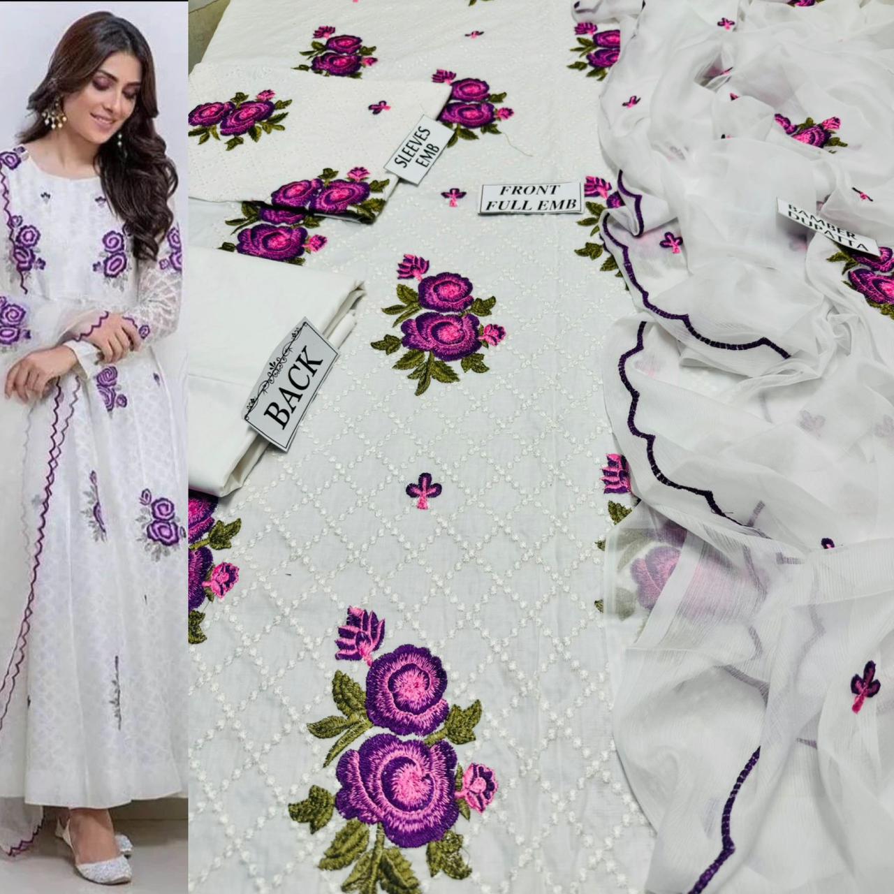 3 Piece Unstitched Heavy Embroidered Lawn Suit